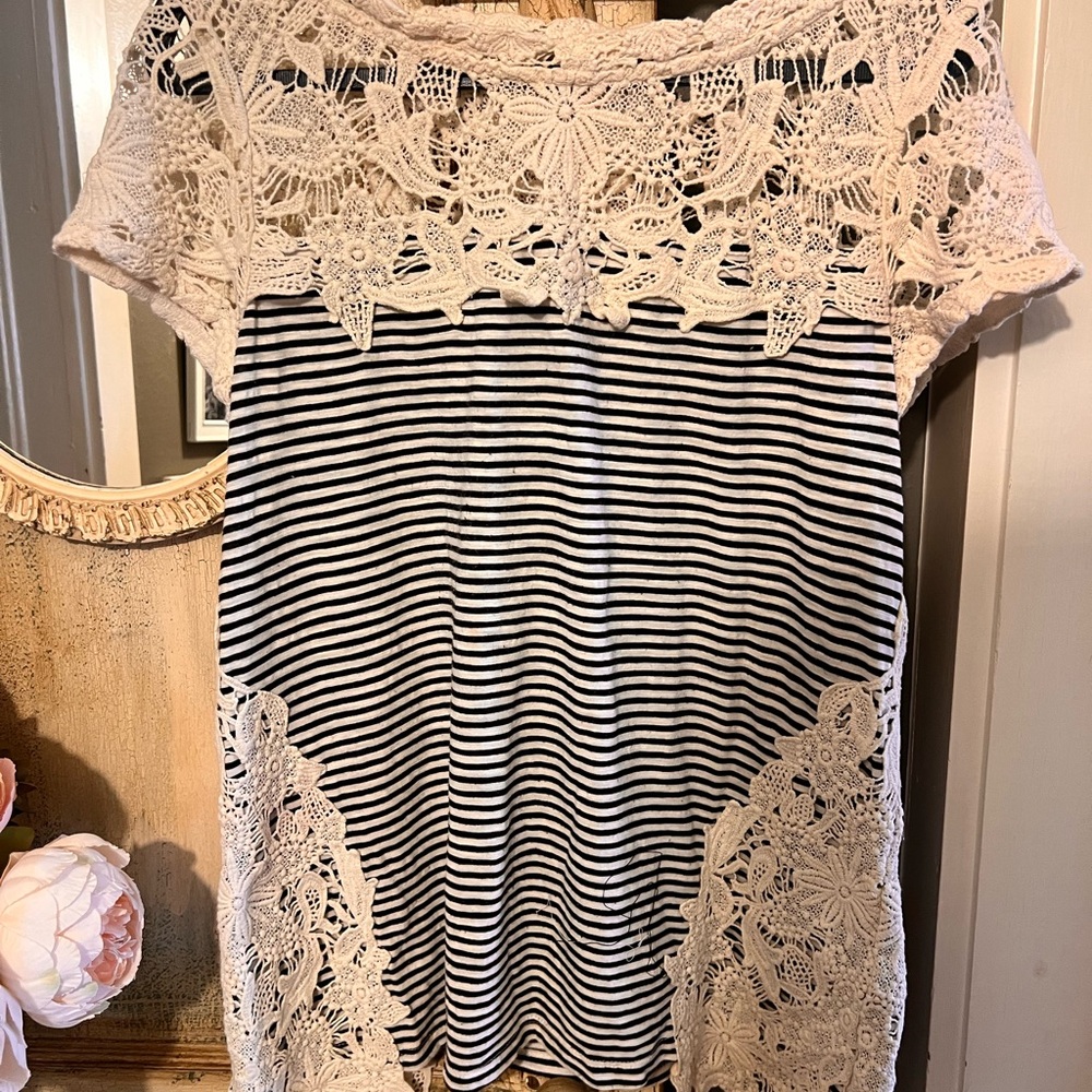 Elegant Lace Striped Top
